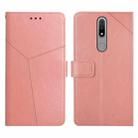 For Nokia 2.4 Y Stitching Horizontal Flip Leather Phone Case(Rose Gold) - 1