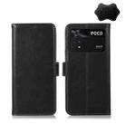 For Xiaomi Poco M4 Pro 4G Crazy Horse Top Layer Cowhide Leather Phone Case(Black) - 1
