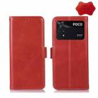 For Xiaomi Poco M4 Pro 4G Crazy Horse Top Layer Cowhide Leather Phone Case(Red) - 1