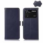 For Xiaomi Poco M4 Pro 4G Crazy Horse Top Layer Cowhide Leather Phone Case(Blue) - 1