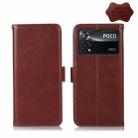 For Xiaomi Poco X4 Pro 5G Crazy Horse Top Layer Cowhide Leather Phone Case(Brown) - 1