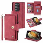 For Samsung Galaxy S22 5G POLA 9 Card-slot Oil Side Leather Phone Case(Red) - 1