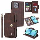 For iPhone 13 Pro POLA 9 Card-slot Oil Side Leather Phone Case (Brown) - 1