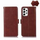 For Samsung Galaxy A73 5G Crazy Horse Top Layer Cowhide Leather Phone Case(Brown) - 1