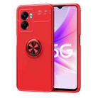 For OPPO A57 5G Metal Ring Holder 360 Degree Rotating TPU Phone Case(Red) - 1