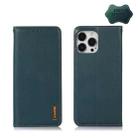 For iPhone 13 Pro KHAZNEH Nappa Top Layer Cowhide Leather Phone Case (Green) - 1