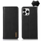 For iPhone 13 Pro KHAZNEH Nappa Top Layer Cowhide Leather Phone Case (Black) - 1
