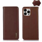 For iPhone 13 Pro KHAZNEH Nappa Top Layer Cowhide Leather Phone Case (Brown) - 1