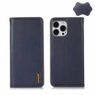 For iPhone 13 Pro Max KHAZNEH Nappa Top Layer Cowhide Leather Phone Case (Blue) - 1