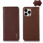 For iPhone 13 Pro Max KHAZNEH Nappa Top Layer Cowhide Leather Phone Case (Brown) - 1