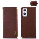 For OPPO A96 5G CN Version / Reno7 Z 5G KHAZNEH Nappa Top Layer Cowhide Leather Phone Case(Brown) - 1