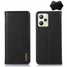 For OPPO Realme C35 4G KHAZNEH Nappa Top Layer Cowhide Leather Phone Case(Black) - 1