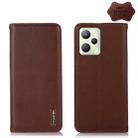 For OPPO Realme C35 4G KHAZNEH Nappa Top Layer Cowhide Leather Phone Case(Brown) - 1