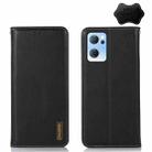 For OPPO Reno7 5G CN Version KHAZNEH Nappa Top Layer Cowhide Leather Phone Case(Black) - 1