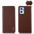 For OPPO Reno7 5G CN Version KHAZNEH Nappa Top Layer Cowhide Leather Phone Case(Brown) - 1