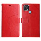 For OPPO A15 / A15s Y Stitching Horizontal Flip Leather Phone Case(Red) - 1