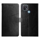 For OPPO A15 / A15s Y Stitching Horizontal Flip Leather Phone Case(Black) - 1