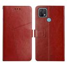 For OPPO A15 / A15s Y Stitching Horizontal Flip Leather Phone Case(Brown) - 1