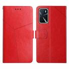 For OPPO A54 / A16 4G Y Stitching Horizontal Flip Leather Phone Case(Red) - 1