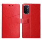 For OPPO A54 5g Y Stitching Horizontal Flip Leather Phone Case(Red) - 1