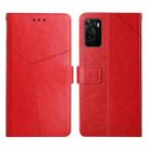 For OPPO A55S Japan Version Y Stitching Horizontal Flip Leather Phone Case(Red) - 1