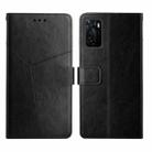 For OPPO A55S Japan Version Y Stitching Horizontal Flip Leather Phone Case(Black) - 1