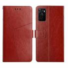 For OPPO A55S Japan Version Y Stitching Horizontal Flip Leather Phone Case(Brown) - 1