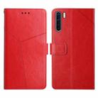 For OPPO A91 Y Stitching Horizontal Flip Leather Phone Case(Red) - 1