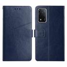 For OPPO A93S 5G Y Stitching Horizontal Flip Leather Phone Case(Blue) - 1