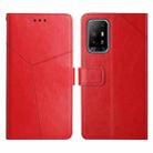 For OPPO A94 5G Y Stitching Horizontal Flip Leather Phone Case(Red) - 1
