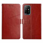 For OPPO A94 5G Y Stitching Horizontal Flip Leather Phone Case(Brown) - 1