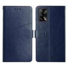 For OPPO A74 4G / F19 Y Stitching Horizontal Flip Leather Phone Case(Blue) - 1