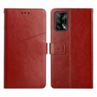 For OPPO A74 4G / F19 Y Stitching Horizontal Flip Leather Phone Case(Brown) - 1