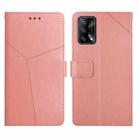 For OPPO A74 4G / F19 Y Stitching Horizontal Flip Leather Phone Case(Rose Gold) - 1