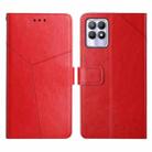 For OPPO Realme 8i Y Stitching Horizontal Flip Leather Phone Case(Red) - 1