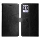 For OPPO Realme 8i Y Stitching Horizontal Flip Leather Phone Case(Black) - 1