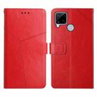 For OPPO Realme C15 / C20 Y Stitching Horizontal Flip Leather Phone Case(Red) - 1