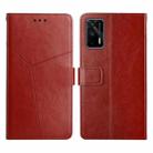 For OPPO Realme GT Y Stitching Horizontal Flip Leather Phone Case(Brown) - 1