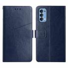 For OPPO Reno4 5G Y Stitching Horizontal Flip Leather Phone Case(Blue) - 1