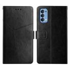 For OPPO Reno4 5G Y Stitching Horizontal Flip Leather Phone Case(Black) - 1