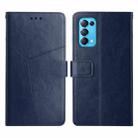 For OPPO Reno5 5G Y Stitching Horizontal Flip Leather Phone Case(Blue) - 1