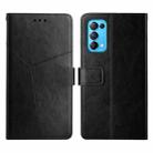 For OPPO Reno5 5G Y Stitching Horizontal Flip Leather Phone Case(Black) - 1