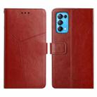 For OPPO Reno5 5G Y Stitching Horizontal Flip Leather Phone Case(Brown) - 1