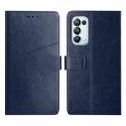 For OPPO Reno5 Pro 5G Y Stitching Horizontal Flip Leather Phone Case(Blue) - 1