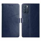For OPPO Reno6 5G Y Stitching Horizontal Flip Leather Phone Case(Blue) - 1