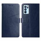 For OPPO Reno6 Pro 5G Y Stitching Horizontal Flip Leather Phone Case(Blue) - 1