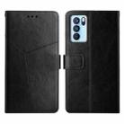 For OPPO Reno6 Pro 5G Y Stitching Horizontal Flip Leather Phone Case(Black) - 1