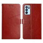 For OPPO Reno6 Pro 5G Y Stitching Horizontal Flip Leather Phone Case(Brown) - 1