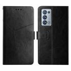 For OPPO Reno6 Pro+ 5G Y Stitching Horizontal Flip Leather Phone Case(Black) - 1