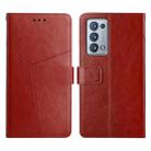 For OPPO Reno6 Pro+ 5G Y Stitching Horizontal Flip Leather Phone Case(Brown) - 1